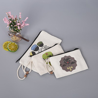 Tas Kantong Ritsleting Makeup Katun Kosong Dompet Perjalanan Wanita Dompet Koin Kecil Sedang Besar Kanvas Sablon Sutra