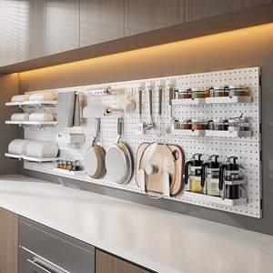 Organisateur mural de cuisine en <span class=keywords><strong>plastique</strong></span> DIY à fixation directe usine, étagère de rangement sans perçage avec accessoires ABS pour la vente en gros - Product Image 4