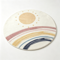 Tapis rond pour enfants antidérapant, lavable en machine, non toxique, moderne, abstrait, arc-en-ciel, pour chambre d'enfant