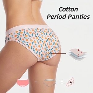 Bragas menstruales de algodón para mujer al por mayor: a prueba de fugas, con estampado, antibacterianas y absorbentes. - Product Image 1