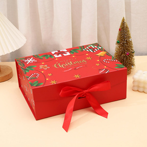 Caja de Papel Magnética Plegable Reutilizable Roja con Asa de Cinta Dorada y Logotipo Personalizado para Regalos Navideños, Perfumes, Cosméticos, Velas - Product Image 4