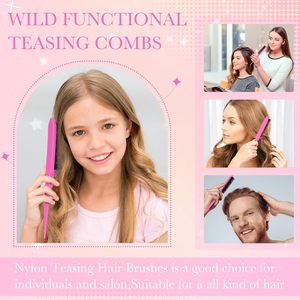 Cepillo <span class=keywords><strong>de</strong></span> Pelo Personalizado con Punta Fina, Antifrizz, Masajeador, Portátil, Voluminizador y Rizador, Color Rosa, para Maquilladores - Product Image 5