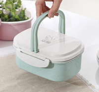 Boîte à lunch scolaire écologique pour enfants avec couvercle en plastique, en paille de blé et en PP, capacité de 950 ml
