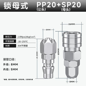 ข้อต่อท่อแบบล็อคตัวเองชนิด C ทำจากสแตนเลส 304 ทนความร้อนสูง ทนแรงดันสูง สำหรับคอมเพรสเซอร์อุตสาหกรรม - Product Image 6