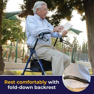 <span class=keywords><strong>Drive</strong></span> <span class=keywords><strong>Medical</strong></span> 10257BL-1 Andador rodante de acero de altura ajustable 4 ruedas Rollator 7,5 \ "Ruedas extraíbles 300 libras Soporte trasero - Product Image 6