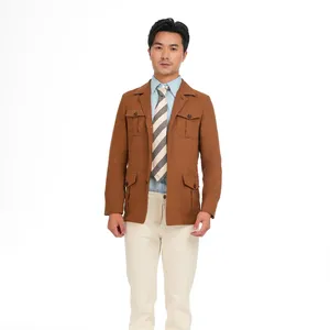 2023 Bosha Men's Casual Coat Custom Dyed Solid Color Jacket with Single Breasted Closure and Turn-Down Collar for Spring