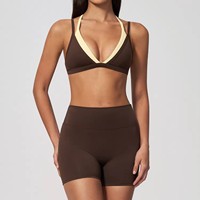 Set Olahraga Wanita 2 Potong: Bra Olahraga Tanpa Kawat Model Segitiga & Celana Pendek Fitness Pinggang Tinggi, Menyerap Keringat
