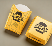 Boîtes d'emballage alimentaire jetables écologiques en kraft auto-érectables personnalisées avec gaufrage pour burgers, sushis, frites et snacks à emporter