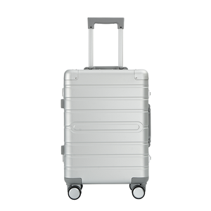Valise de voyage antivol en aluminium métallisé argenté, avec cadre en aluminium, compartiment sec/humide - Product Image 2