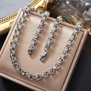 universal durable copper <b>silver</b> interlocking geometric link customize solid bangle clean <b>locket</b> luxury necklace bracelet set - Product Image 4