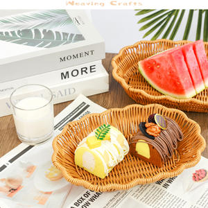 ถาดผลไม้ทรงหลายเหลี่ยม วัสดุ PP ลายหวายเทียม ยี่ห้อโบไบ สำหรับใส่ขนม ของว่าง ปาร์ตี้ หรือเก็บขนมปัง  ตะกร้าสาน - Product Image 2