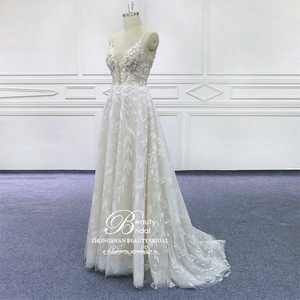 Moderno Vestido de Novia Estilo Princesa de Poliéster con Encaje y Tul con Apliques para <span class=keywords><strong>Boda</strong></span> <span class=keywords><strong>Civil</strong></span> - Product Image 2