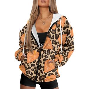 <span class=keywords><strong>Felpa</strong></span> da donna con cerniera larga con tasche giacca a vento con Logo personalizzato giacca a vento rosa con stampa <span class=keywords><strong>leopardata</strong></span> hawaiana - Product Image 2