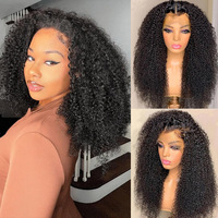 Perruque Lace Front Kinky Curly Noire 16-30 Pouces, Peut Être Permanente/Teintée, Sublime la Forme du Visage, Vente Directe Usine