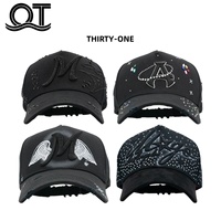 Gorras EL BARBAS al por mayor en stock - Gorra de béisbol de 5 paneles de gamuza con letras bordadas de diamantes de imitación Dobby Common Sad Boy