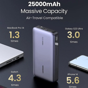 UGREEN 145W Power Bank 25000mAh Carregador portátil <span class=keywords><strong>USB</strong></span> C Bateria de 3 portas PD3.0 Display Digital 65W Recarga rápida Power Bank