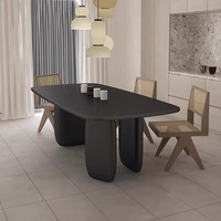 Table à manger ovale extensible haut de gamme en bois massif de style vintage, ensemble de luxe léger pour petit appartement, longue et simple, assemblée pour cuisine