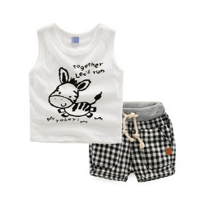 Vêtements pour animaux et shorts à carreaux, ensembles de vêtements en coton pour garçons, vêtements pour enfants pour <span class=keywords><strong>Amazon</strong></span> - Product Image 2