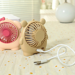 Ventilateur portable en forme d'ours de dessin animé, batterie rechargeable, moteur DC 5W, ventilateur de bureau portatif avec sangle, trois vitesses de refroidissement pour la maison et le bureau - Product Image 4