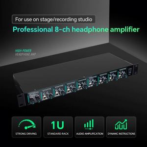 Professional 1U 8-Channel Portable <b>Music</b> <b>Player</b> Power Earphone Distribution Amp HA800 V2 Headphone Amplifier for Stage Studio - Product Image 2