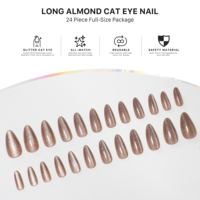 AIERFEI 24 pièces de faux ongles en gel effet œil de chat pailleté, qualité professionnelle de salon, vente en gros d'usine, ongles à presser, conseils de design pour mariage