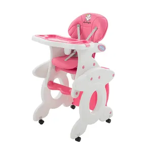 Factory wholesale baby high chair infant plastic dining cushion chair 3 in 1 with safety belt