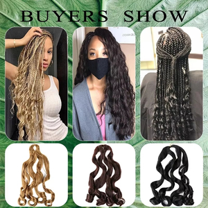 Exhibición de 150g onda de cuerpo suelto estilo Pony rizo espiral ganchillo <span class=keywords><strong>rizos</strong></span> franceses extensiones sintéticas pelo trenzado rizado de alta temperatura - Product Image 5