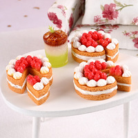 Miniature de gâteau aux fruits simulé pour maison de poupée, modèle de jouet alimentaire miniature, accessoires de photographie