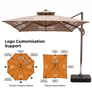 Parasol de terrasse solaire à LED avec manivelle inclinable, structure en aluminium, protection UPF50+, imperméable, pour jardin, restaurant, personnalisable - Product Image 5