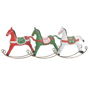 Customize Painted Metal Rocking Horse Christmas Tabletop Decoration