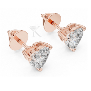 ต่างหูเพชรทรงหัวใจแบบเต็มเม็ด ประดับด้วยตัวเรือนเงิน 3 ขา พร้อมตัวล็อคแบบเกลียว หรูหรา สง่างาม เรียบง่าย - Product Image 5