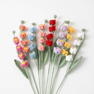 Bouquet de fleurs artificielles en coton tricoté lavable fait main, style <span class=keywords><strong>boutique</strong></span>, fleurs au crochet, lys de vallée - Product Image 4
