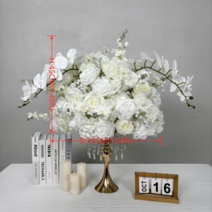 Decoraciones DE BODA populares Ramos de flores de seda artificiales blancas Ramos de tacto realista para centros de mesa de boda - Product Image 2