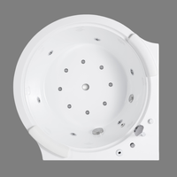 Baignoire d'angle autoportante moderne en fibre de verre acrylique pour 2 personnes, avec jets de spa hydro-massants écologiques, garantie 3 ans, idéale pour appartement