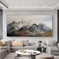 Tableau mural sur toile Paysage Montagneux, Art abstrait sur toile de montagne aux tons neutres, Grande œuvre d'art murale en impasto, Décoration de salon