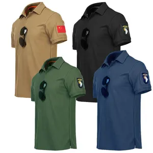 Polo personnalisé à manches courtes et séchage rapide T-shirts pour hommes Vêtements pour hommes Polos tactiques à revers unis