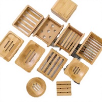 Porte-savon rectangulaire multifonction en bois de bambou poli et gravé, petite taille, pour table, artisanat décoratif pour la maison