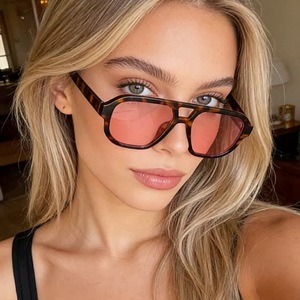 Occhiali da Sole Classici alla Moda Personalizzati ODM OEM con Protezione UV, Montatura Rettangolare Retrò Unisex con Doppio Ponte - Product Image 2