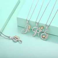 Rose Fleur Lettre Charme Pendentifs En Gros Personnalisé 925 En Argent Sterling Cadeau Haute Qualité Bijoux En Argent À La Mode Zircon Original
