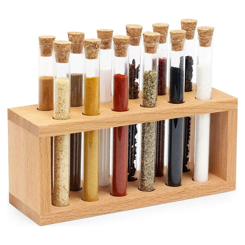 8/12 Pack Spice Jar Set Wooden Spice Box Jar Storage Round Container Beech Salt Pepper Cumin Powder Seasoning Kitchen