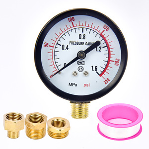 Plowing Y60 Pressure Gauge 0-1.6 Mpa Metal Analog Gauge With 3 Adapters For Air Compressor And Pump Accessories - Product Image 3