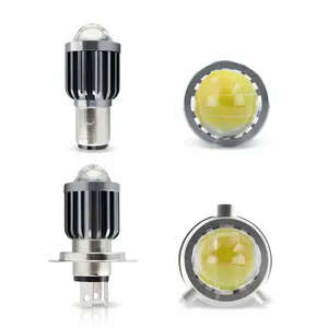 M5 Proyektor Lampu Depan LED Sepeda Motor H4 Lampu Depan Led Moto Warna Ganda Kuning Putih 15W 1800LM Cocok untuk Skuter ATV