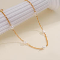 Bijoux Bingxin Minimalistes Plaqués Or 18 carats en Acier Inoxydable Étanche 5 Pièces Perles d'Eau Douce Naturelles Breloques Chaîne Cadeau Bouddhisme