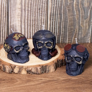 Moule à bougie en silicone Crâne Mécanique, Moule à savon en résine Crâne avec Casque Étoile à Cinq Branches pour la Fabrication de Bougies, Halloween et la Décoration Artistique - Product Image 1
