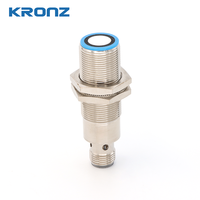 Sensor Jarak Ultrasonik Kronz M18 dengan Selongsong Berulir, Rentang 50-500mm yang Dapat Disesuaikan, Output NPN/PNP, Peringkat IP67
