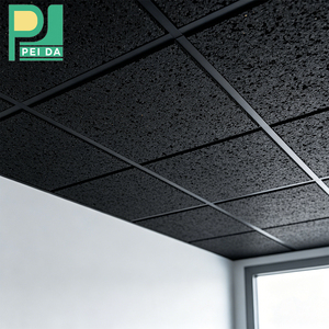 <span class=keywords><strong>Suspension</strong></span> acoustique étanche à l'humidité de <span class=keywords><strong>plafond</strong></span> de tuile noire de <span class=keywords><strong>plafond</strong></span> pour le message publicitaire - Product Image 1
