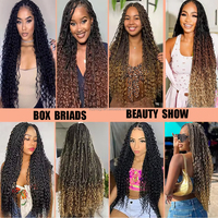 Extensions de cheveux synthétiques au crochet de 14 pouces en gros, style bohème déesse, tresses boîte boho avec pointes bouclées, cheveux au crochet