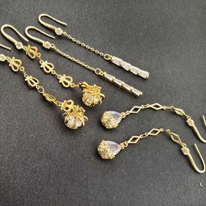 Style européen Double cerceau Simple rectangulaire Zircon gland pendentif polyvalent élégant boucles d'oreilles plaqué or oreille bijoux - Product Image 4