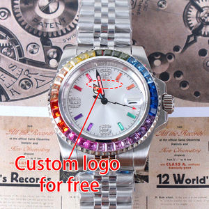 Reloj MINUTETIME Personalizado NH35 con Joyas de Arcoíris, Reloj Submarino Mecánico Automático con Esfera NH35, Resistente al Agua 10 Bar, Reloj de Pulsera de Lujo para Hombre - Product Image 6