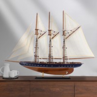 Voilier atlantique de 120 cm, yacht à voile en bois, GRAND modèle réduit de bateau à voile, décoration nautique, modèle réduit de schooner, vintage
